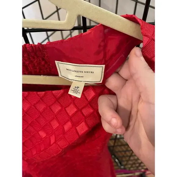 Anthropologie Moulinette Soeurs Red Dress Sz 0P - Picture 5 of 6